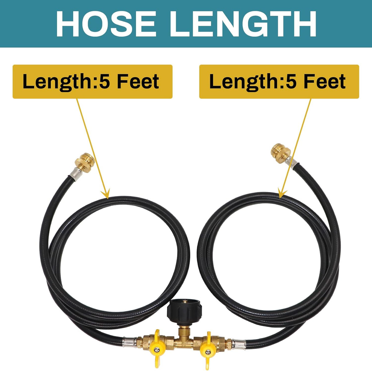 5ft Propane 2 Way Splitter Adapter Hose with Shut Off Valve F291899