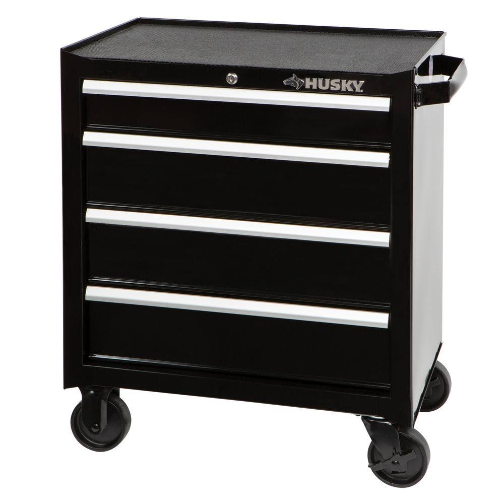 26 in. W 4-Drawer Rolling Cabinet Tool Box Chest in Gloss Black A656110