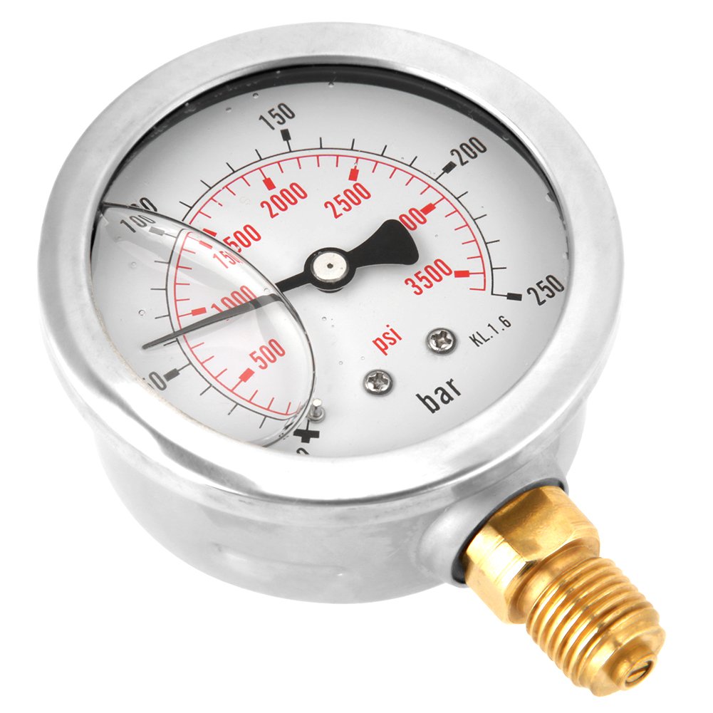 0-250Bar 0-3750PSI G1/4 63mm Mini Dial Pressure Gauge, Pack of 2 Y92165