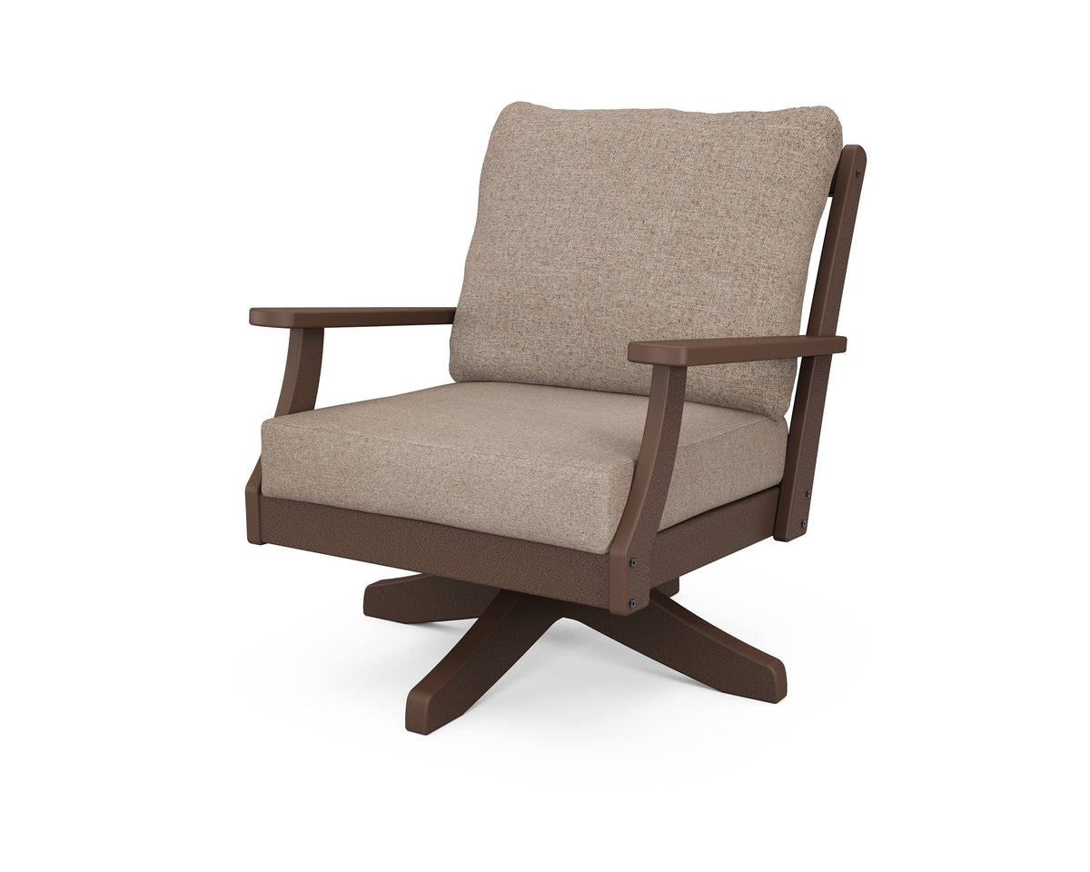 Mahogany Spiced Burlap Deep Seating Swivel Chair S1240