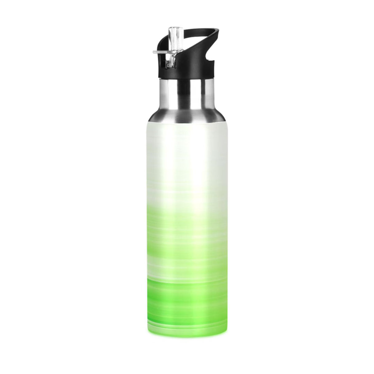 Stainless Steel Water Bottle Gradient Green with Straw Lid Vacuum Insulated Leak Proof Flask 20 OZ N8461