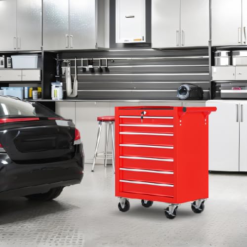 Black 7-Drawer Rolling Steel Tool Chest with Wheels H718