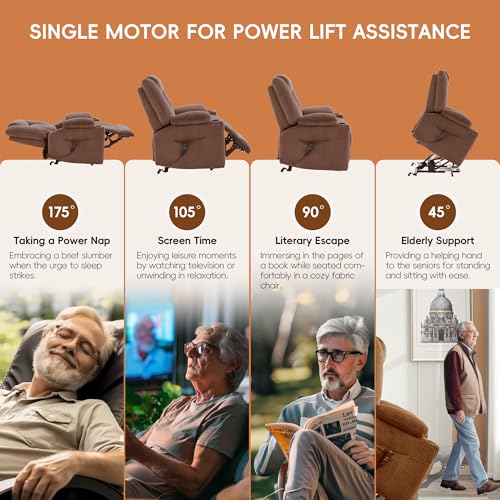 Brown Dual Motor Power Lift Recliner with Massage and Heat D21583
