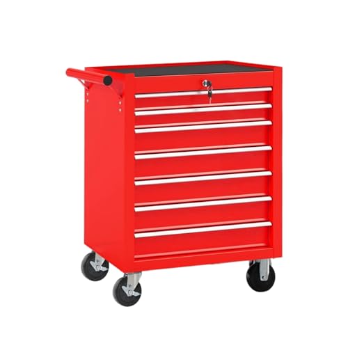 Black 7-Drawer Rolling Steel Tool Chest with Wheels H718