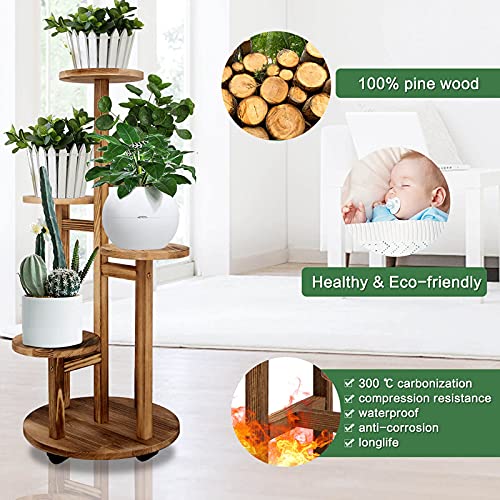 5 Tiered Walnut Wood Plant Stand M7461