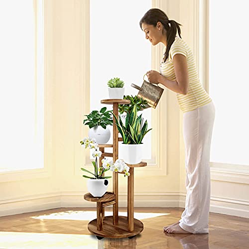 5 Tiered Walnut Wood Plant Stand M7461