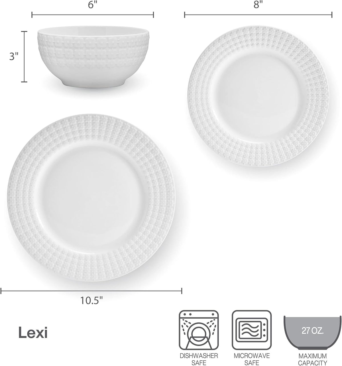 12 Piece White Dinnerware Set K84343