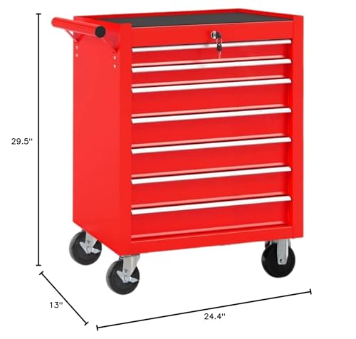 Black 7-Drawer Rolling Steel Tool Chest with Wheels H718