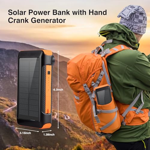 20000mAh Solar Power Bank with Hand Crank and 4 Cables V99875