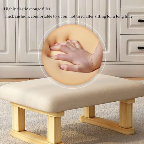 Small Footstool Ottoman with Wooden Legs K940