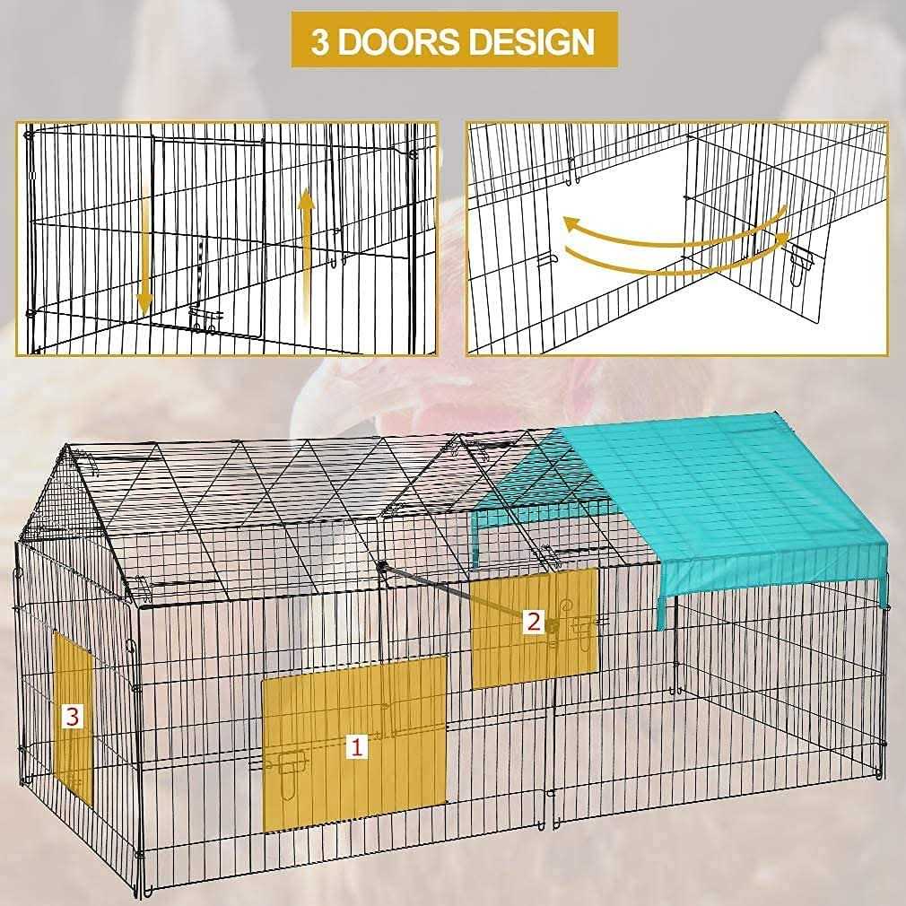 Large Metal Chicken Coop with Door & Cover P36429