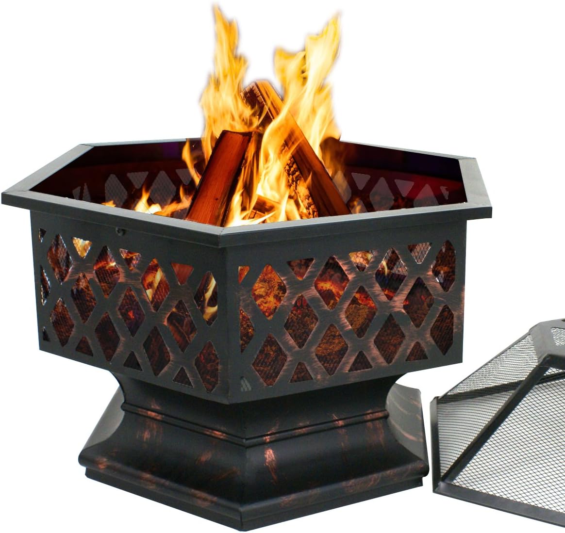 24" Steel Hex Shaped Fire Pit F9776