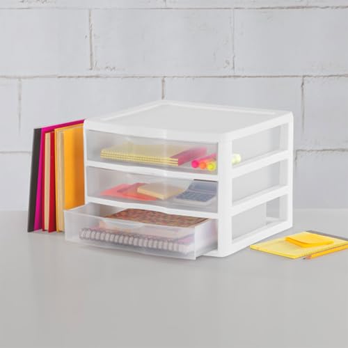 3-Pack White 3 Drawer Plastic Desktop Organizer V4452