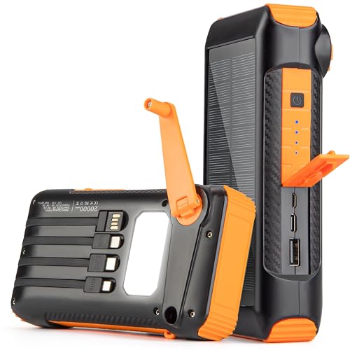 20000mAh Solar Power Bank with Hand Crank and 4 Cables V99875