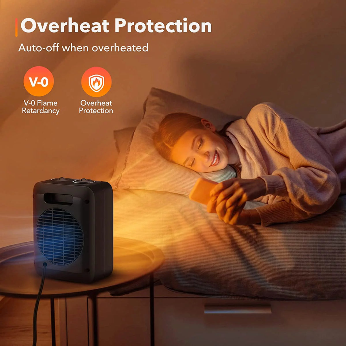 Portable Ceramic Space Heater, 1500W/750W Electric Heater with Overheat and Tip Over Protection W621