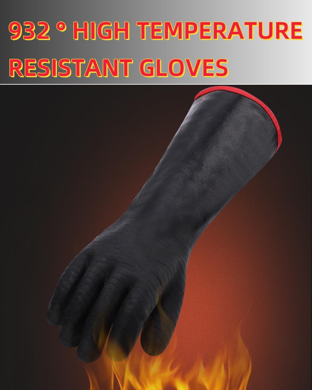 Extreme Heat Resistant Gloves, Waterproof Long Sleeve, Oil Resistant Neoprene Coating (18 inches) A3150