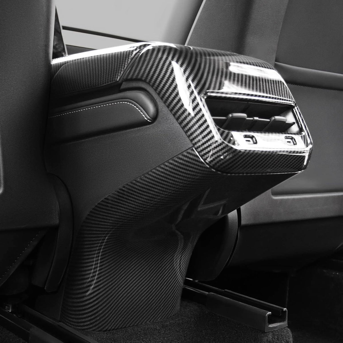 Glossy Carbon Fiber Pattern Rear Air Condition Vent Cover Protector Pack of 2 I30706