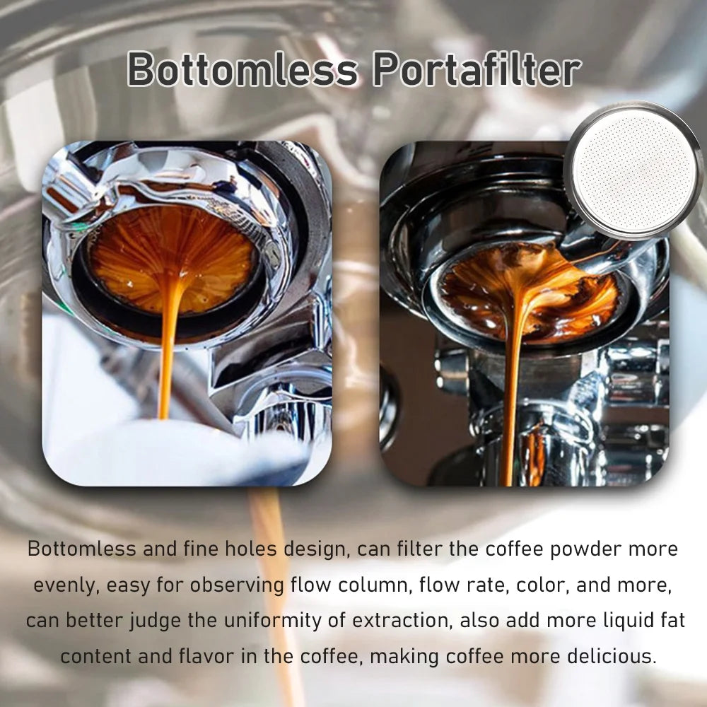Stainless Steel Bottomless Naked Portafilter with Wooden Handle K4429