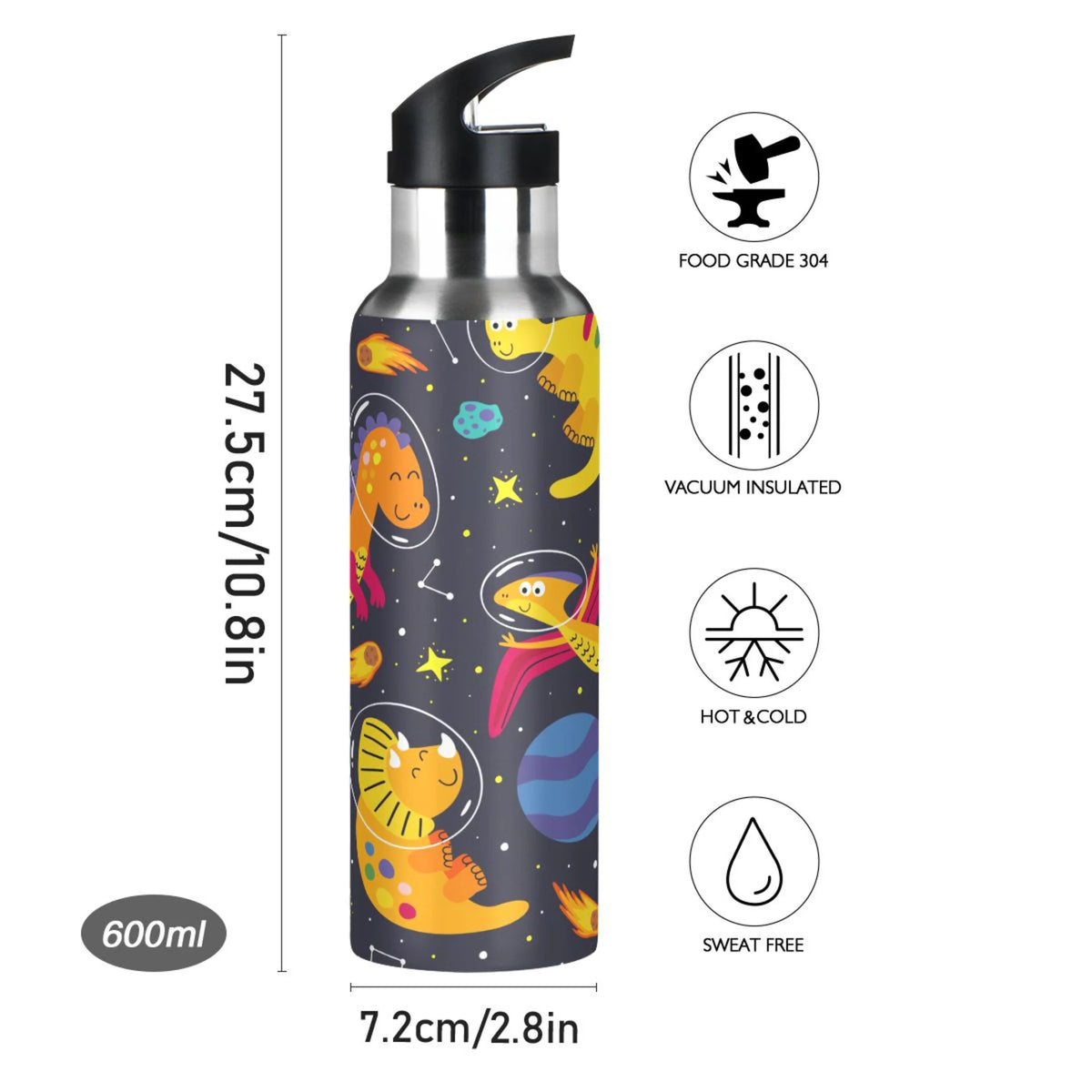 Stainless Steel Vacuum Insulated Water Bottle with Straw Lid 20 OZ F230290