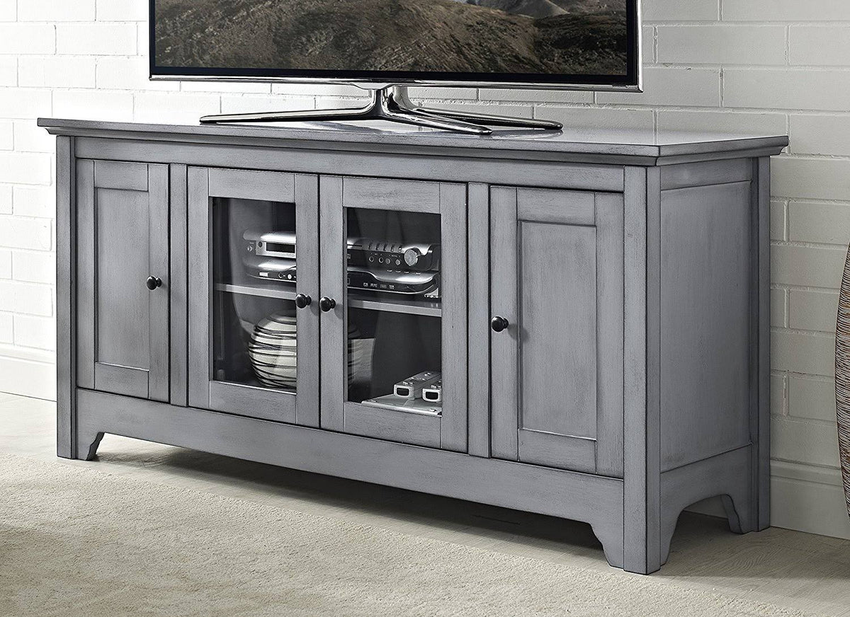 Antique Grey Wood TV Media Stand Storage Console H817388