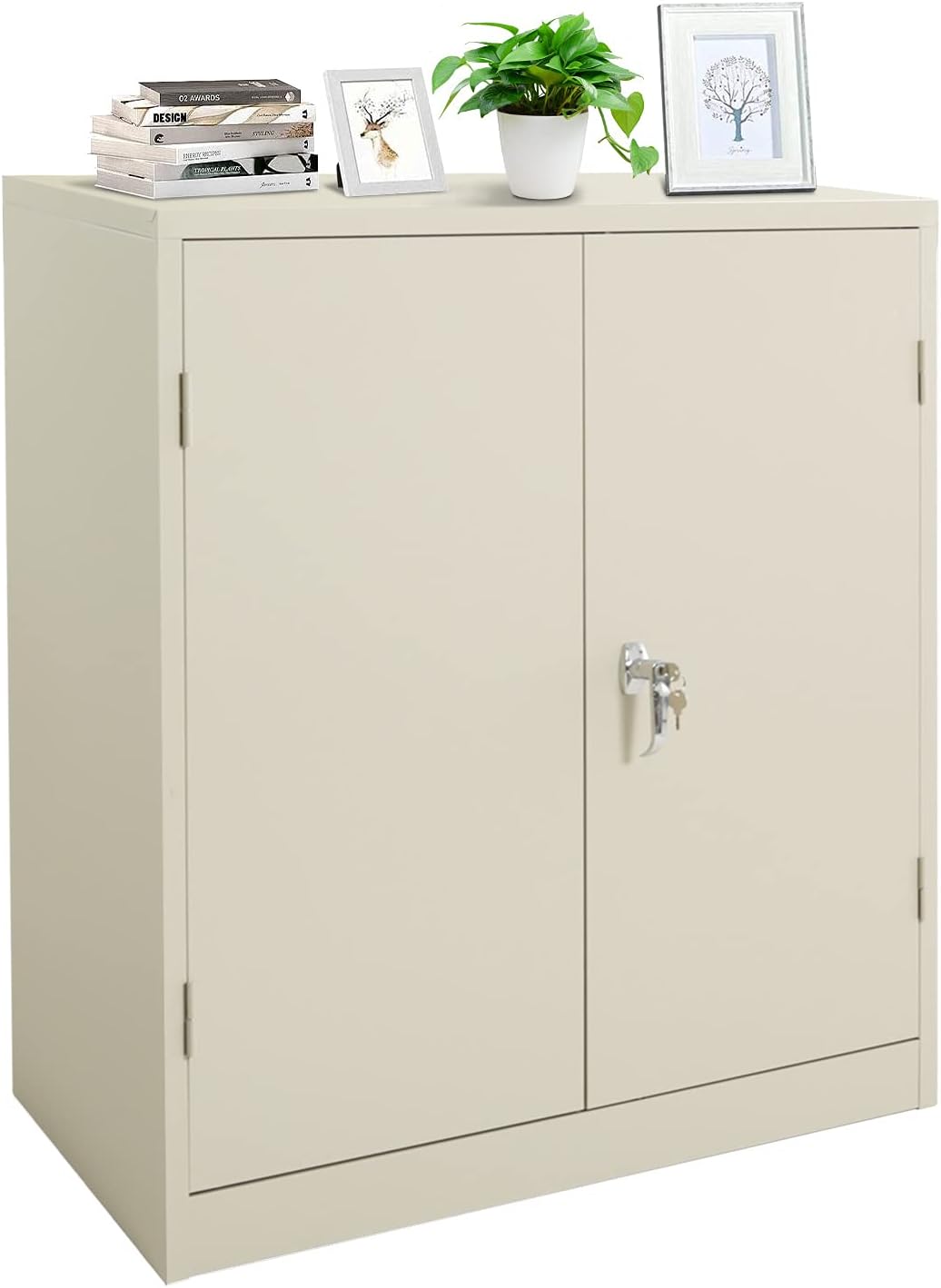 Black Metal Storage Cabinet with Locking Doors and Shelves C822723