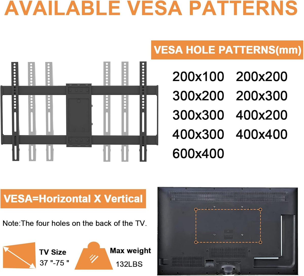 Full Motion TV Wall Mount Bracket, Dual Articulating Arms, Max VESA 600x400mm, Pack of 2 X393419