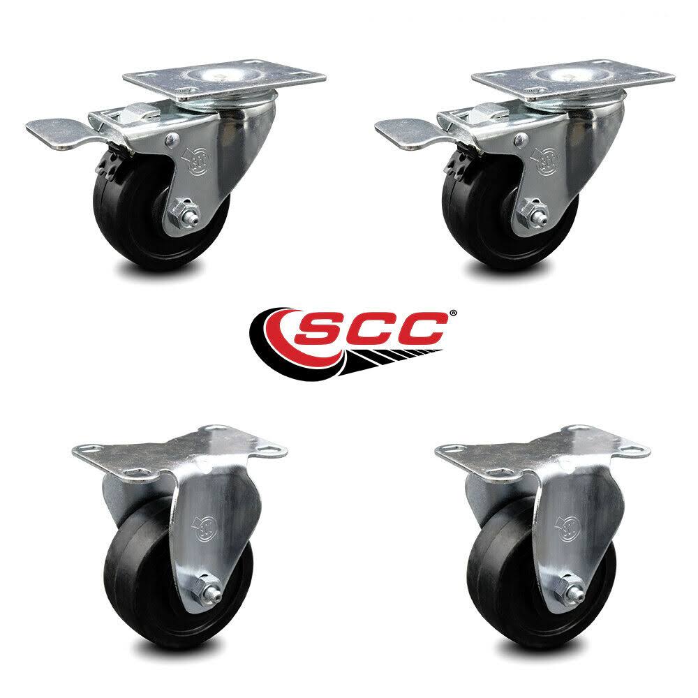 Set of 4 Soft Rubber Caster with Brakes M834854