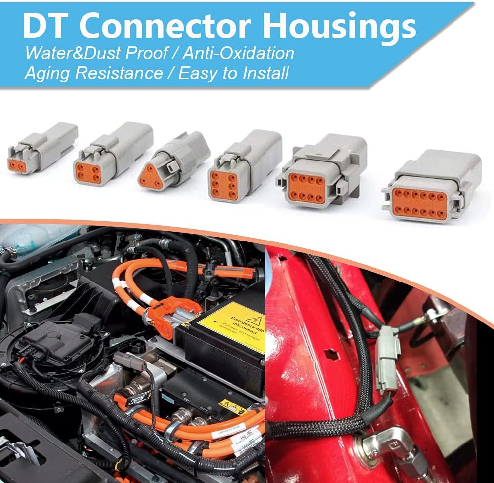 2 Pin Connector 10 Sets Gray Waterproof Electrical Wire Connector with Solid Contacts 14-20AWG V688