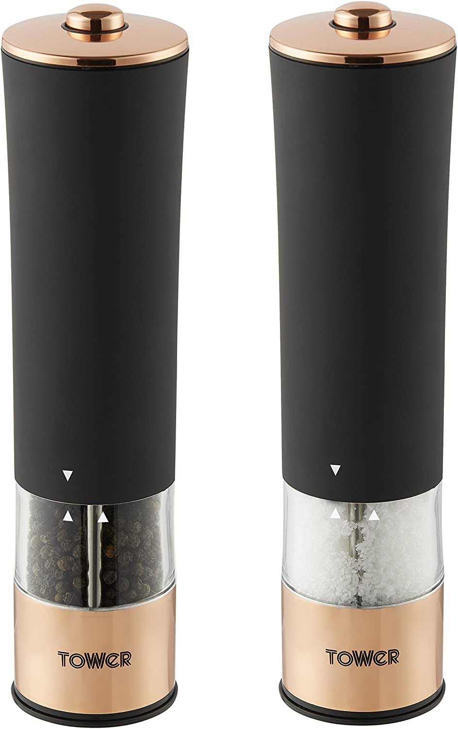 Stainless Steel Electric Salt and Pepper Mill, Rose Gold and Black W451