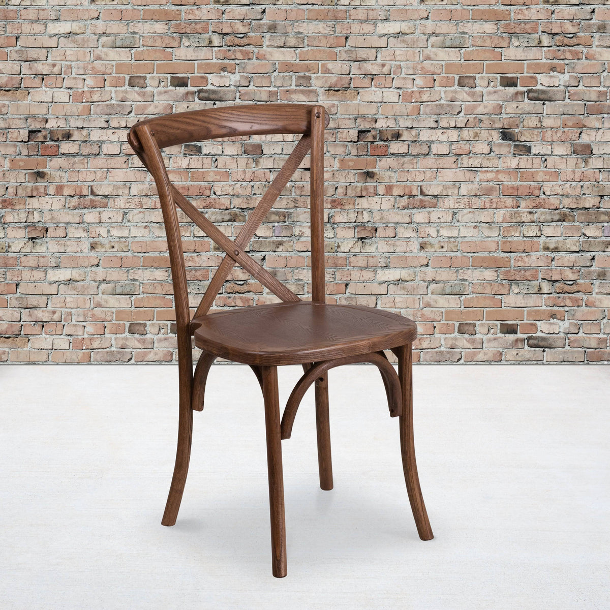Stackable Wood Cross Back Chair, Pecan N149