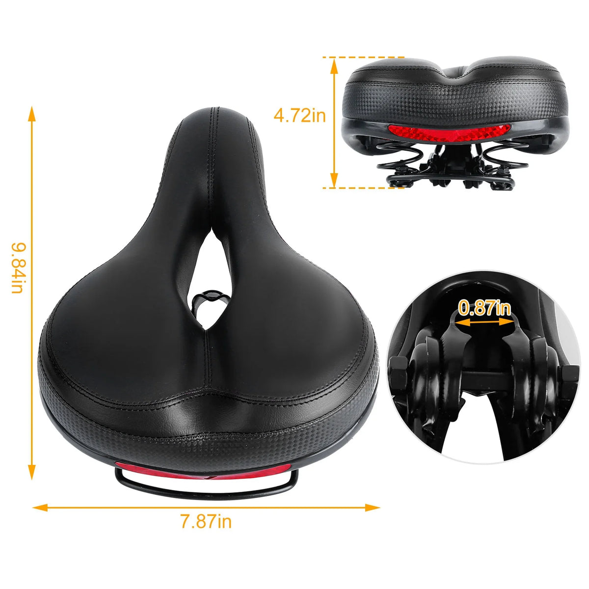 Black Red Bicycle Saddle Replacement with Dual Shock Absorbing Springs G46071